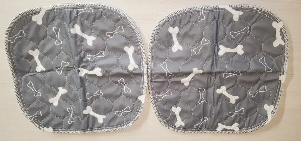 Dog Training Pee Pads Reusable Washable Absorbent Set of 2 Bone Print XS 10x10